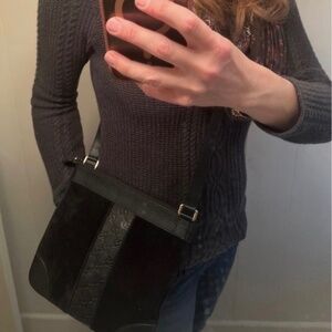 Gucci Guccissima Black Suede Leather Crossbody Shoulder Bag